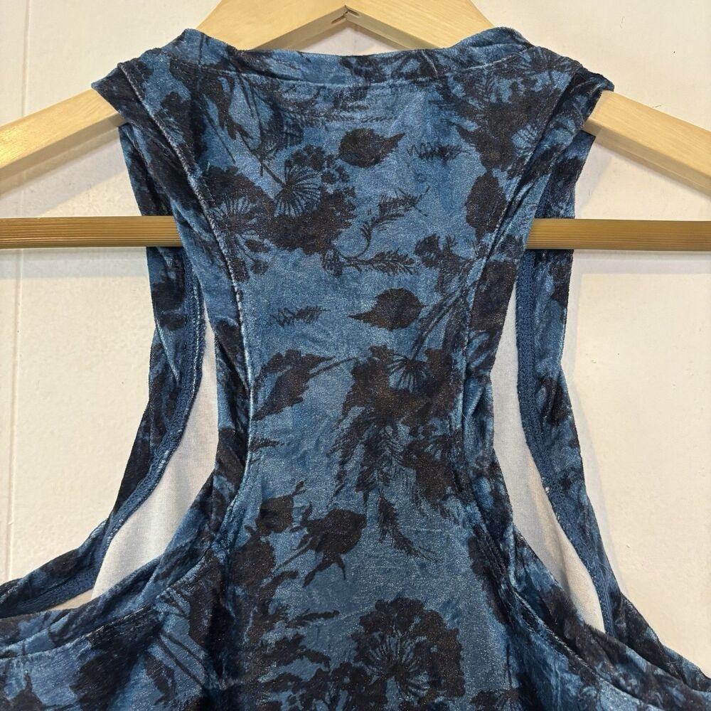 NWT Anthropologie Pilcro XS Velvet Racerback Tank Blue Floral Whimsigoth Witchy - Picture 6 of 13